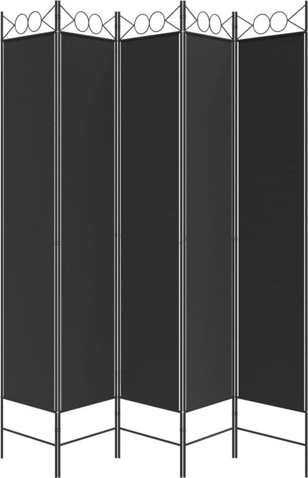 vidaXL vidaXL Parawan 5-panelowy, czarny, 200x220 cm, tkanina