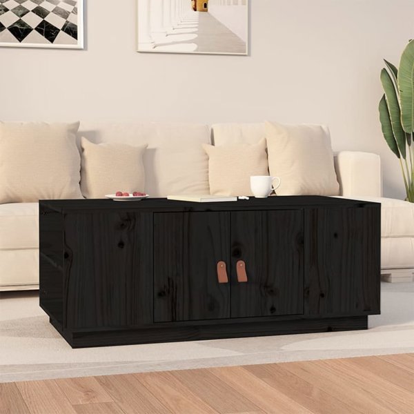 vidaXL vidaXL Stolik kawowy, czarny, 100x50x41 cm, lite drewno sosnowe