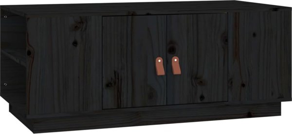 vidaXL vidaXL Stolik kawowy, czarny, 100x50x41 cm, lite drewno sosnowe
