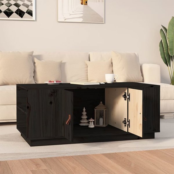 vidaXL vidaXL Stolik kawowy, czarny, 100x50x41 cm, lite drewno sosnowe