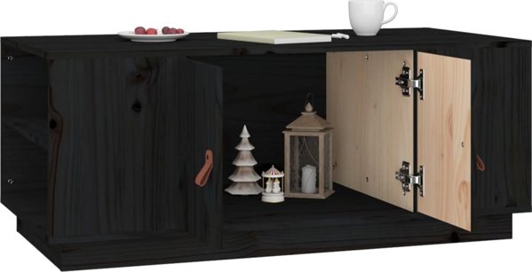 vidaXL vidaXL Stolik kawowy, czarny, 100x50x41 cm, lite drewno sosnowe