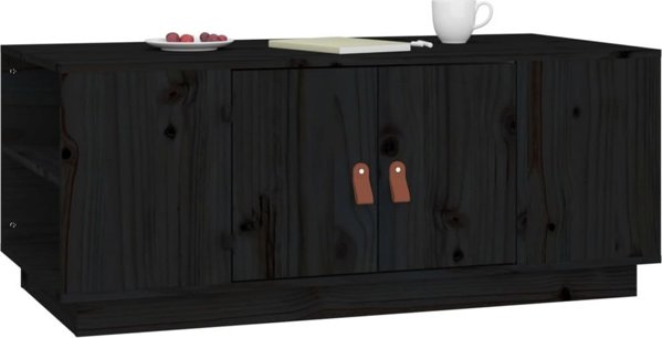 vidaXL vidaXL Stolik kawowy, czarny, 100x50x41 cm, lite drewno sosnowe