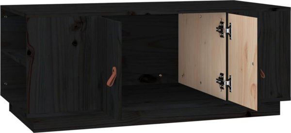 vidaXL vidaXL Stolik kawowy, czarny, 100x50x41 cm, lite drewno sosnowe