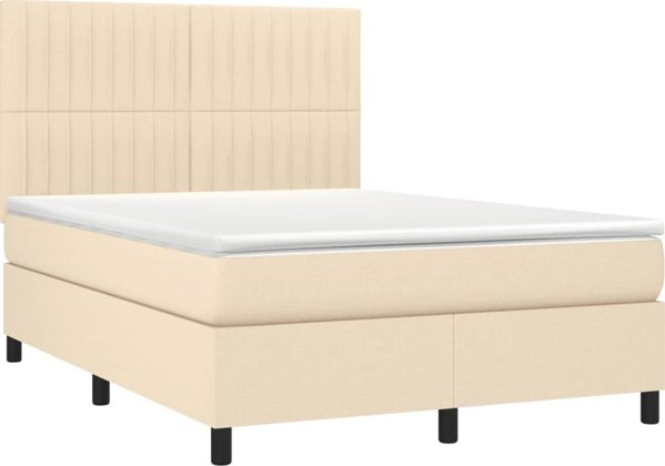 vidaXL Κρεβάτι Κοντινεντάλ με Στρώμα, κρεμ 140x190cm, ύφασμα