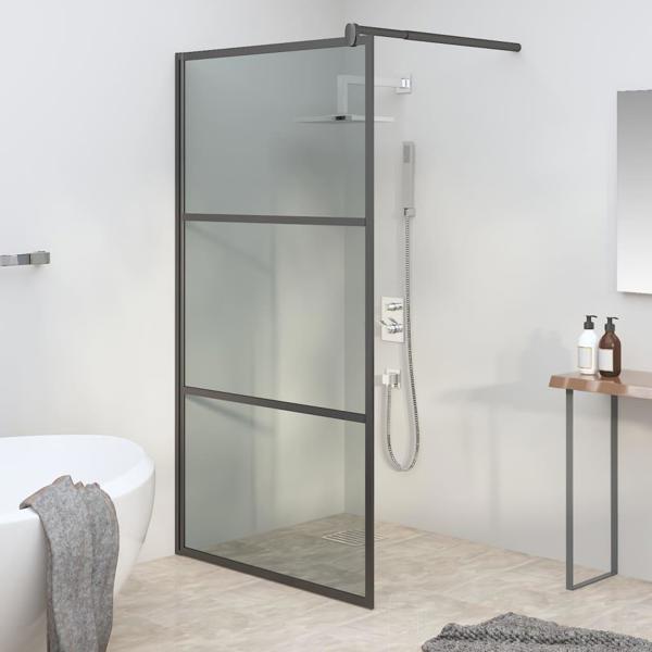 vidaXL τοίχος ντουζιέρας 100x195cm με σκουρόχρωμο γυαλί ESG, μαύρο
