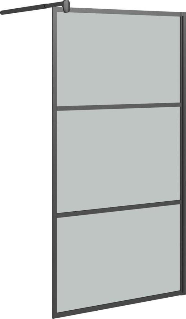 vidaXL τοίχος ντουζιέρας 100x195cm με σκουρόχρωμο γυαλί ESG, μαύρο