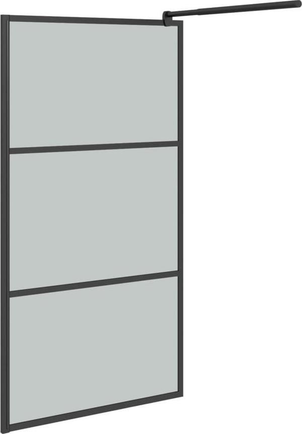 vidaXL τοίχος ντουζιέρας 100x195cm με σκουρόχρωμο γυαλί ESG, μαύρο