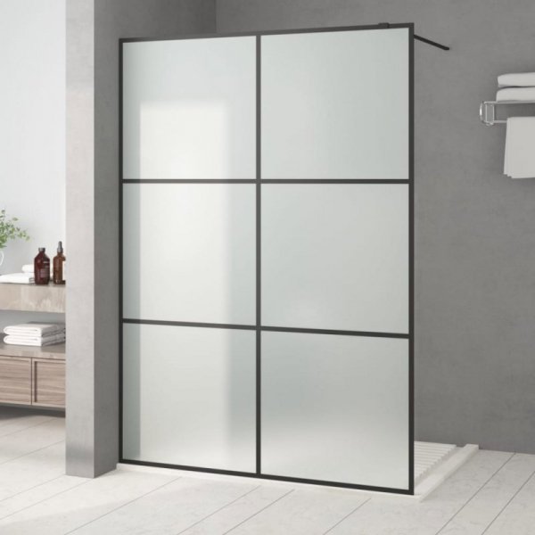 vidaXL Μαύρο χώρισμα ντους 140x195 cm από παγωμένο γυαλί ESG