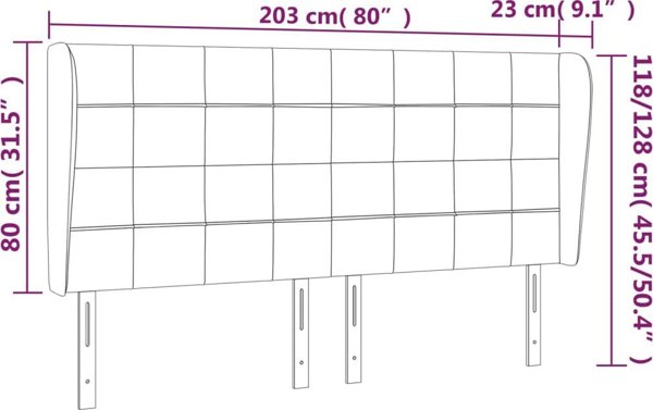 vidaXL Κεφαλάρι uszak, μαύρο, 203x23x118/128 εκ, βελούδινο