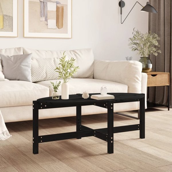 vidaXL vidaXL Stolik kawowy, czarny, 118x63x45 cm, lite drewno sosnowe