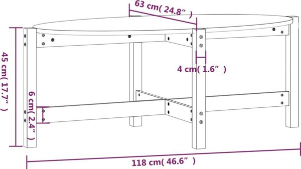 vidaXL vidaXL Stolik kawowy, czarny, 118x63x45 cm, lite drewno sosnowe