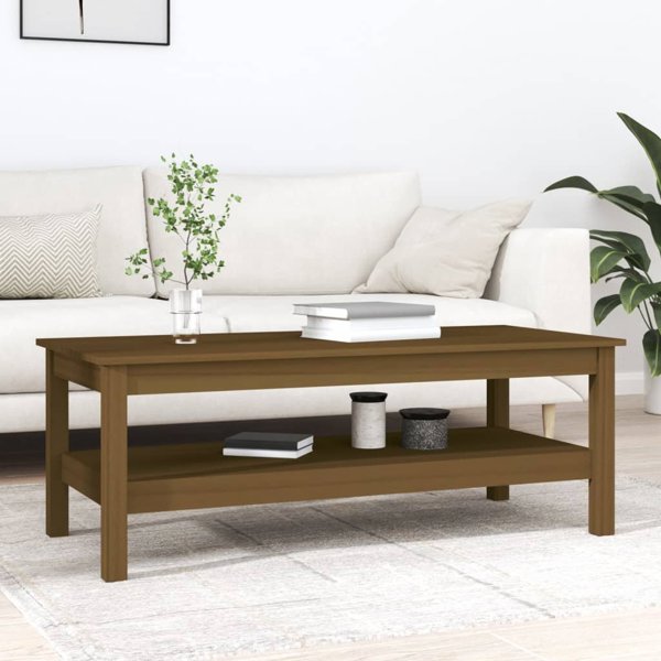 vidaXL Τραπέζι καφέ, κεχριμπαρένιο καφέ, 110x50x40 εκ., μασίφ πεύκο