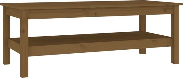 vidaXL Τραπέζι καφέ, κεχριμπαρένιο καφέ, 110x50x40 εκ., μασίφ πεύκο