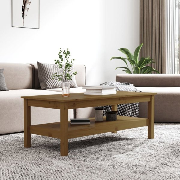 vidaXL Τραπέζι καφέ, κεχριμπαρένιο καφέ, 110x50x40 εκ., μασίφ πεύκο