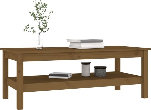 vidaXL Τραπέζι καφέ, κεχριμπαρένιο καφέ, 110x50x40 εκ., μασίφ πεύκο