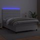 vidaXL Κοντινεντάλ Κρεβάτι με Στρώμα και LED, λευκή οικοδερματίνη 140x190cm