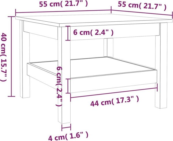 vidaXL Τραπεζάκι σαλονιού μέλι-καφέ 55x55x40 cm από μασίφ πεύκο