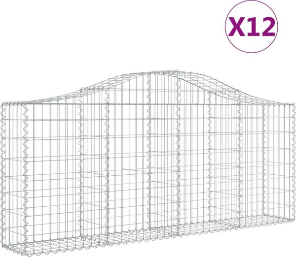 vidaXL Καλάθια γκαμπιόν, 12 τεμάχια, 200x30x80/100 εκ., γαλβανισμένο σίδερο