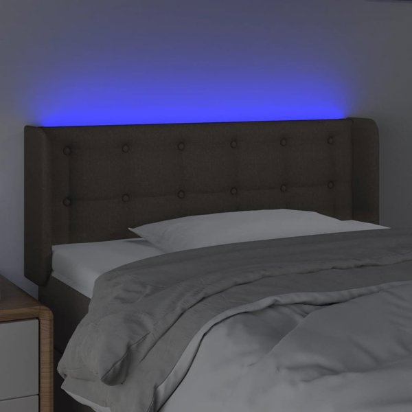 vidaXL Zaglowek do lozkou me LED, taupe, 93x16x78/88 cm, tkanina