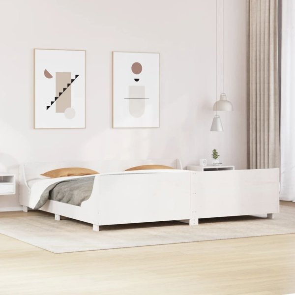 vidaXL Κρεβάτι χωρίς στρώμα, λευκό, 200x200 cm, μασίφ πεύκο