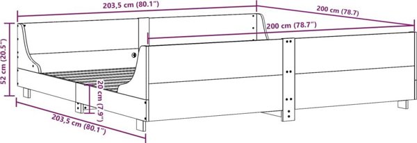 vidaXL Κρεβάτι χωρίς στρώμα, λευκό, 200x200 cm, μασίφ πεύκο