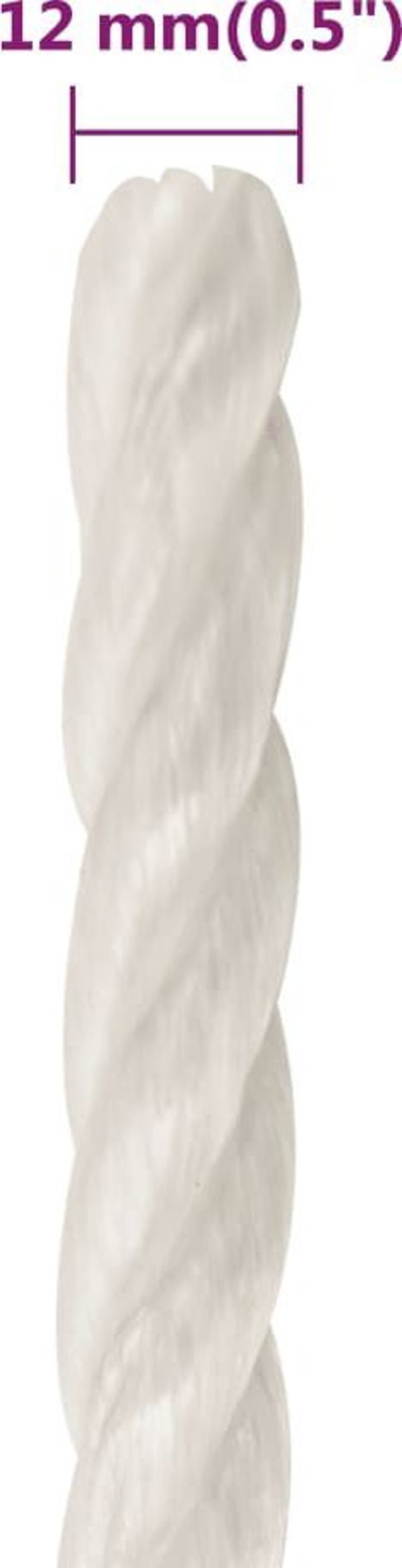 vidaXL Εργαλειακό Σκοινί, λευκό, 12 mm, 250 m, πολυπροπυλένιο