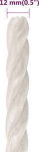 vidaXL Εργαλειακό Σκοινί, λευκό, 12 mm, 250 m, πολυπροπυλένιο