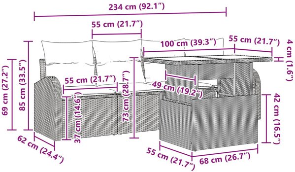vidaXL Σετ 5 Τεμαχίων Καναπέ Κήπου, Μαύρο PE Ρατάν με Μαξιλάρια