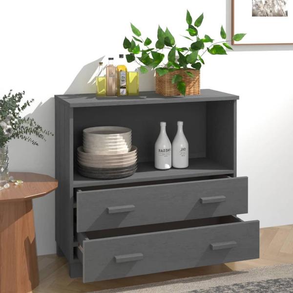 vidaXL Ράφι, σκούρο γκρι, 85x35x80 εκ., ξύλο πεύκου