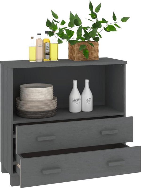 vidaXL Ράφι, σκούρο γκρι, 85x35x80 εκ., ξύλο πεύκου