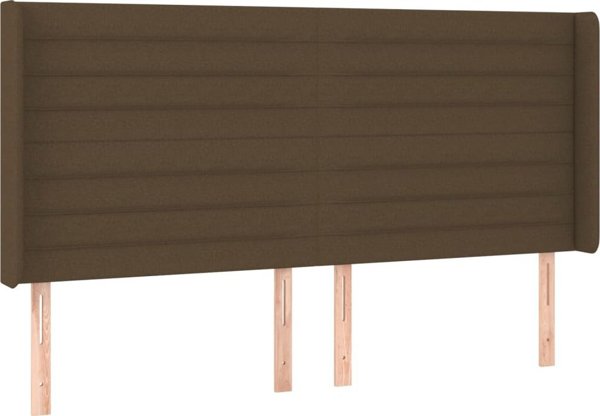 vidaXL Κεφαλάρι κρεβατιού με LED σκούρο καφέ, 163x16x118/128 εκ, ύφασμα