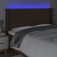vidaXL Κεφαλάρι κρεβατιού με LED σκούρο καφέ, 163x16x118/128 εκ, ύφασμα