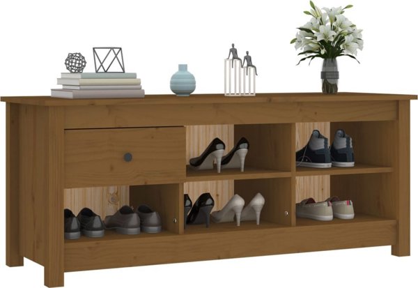 vidaXL Szafka na buty, miodowy braz, 110x38x45,5 cm, drewno sosnowe