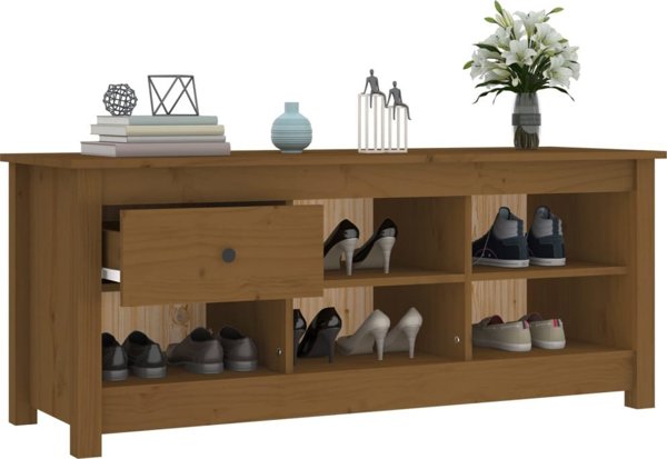 vidaXL Szafka na buty, miodowy braz, 110x38x45,5 cm, drewno sosnowe