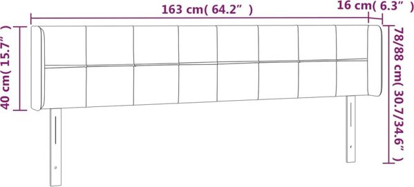 vidaXL Κεφαλάρι κρεβατιού με LED ανοιχτό γκρι 163x16x78/88 εκ από ύφασμα