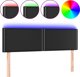 vidaXL Zaglowek do lozkou me LED, mavro, 144x5x78/88 cm, texniti derma