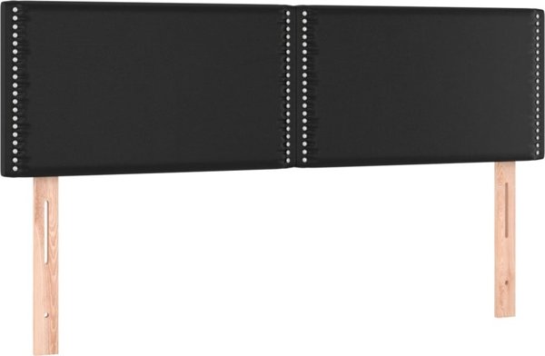 vidaXL Zaglowek do lozkou me LED, mavro, 144x5x78/88 cm, texniti derma
