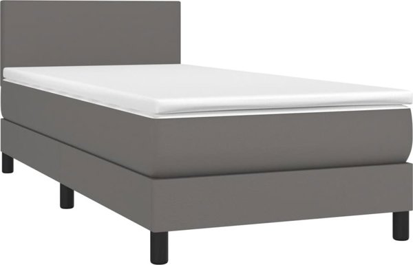 vidaXL Κρεβάτι Kontynentalne με στρώμα, γκρι οικοδερμα, 100x200 cm