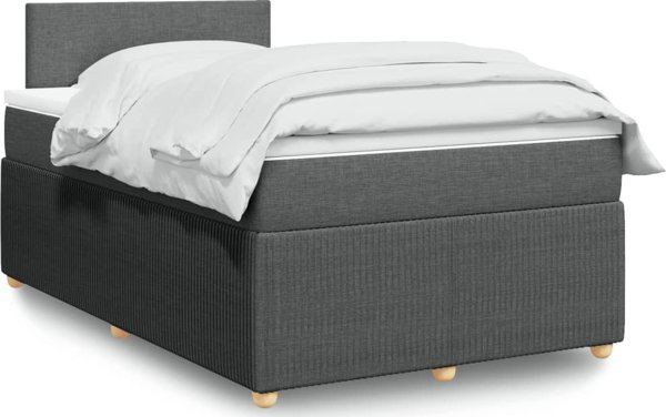 vidaXL Κρεβάτι Continental με στρώμα, σκουρόχρωμο γκρι ύφασμα 120x200 εκ.