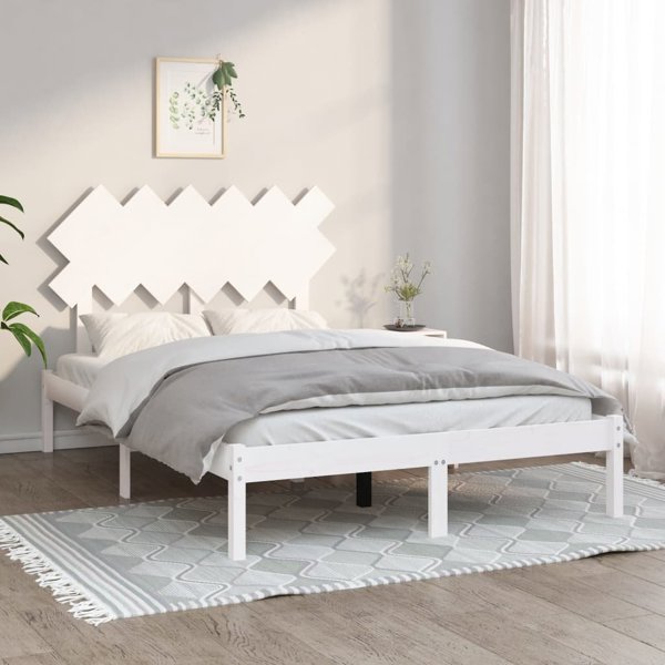 vidaXL Σκελετός κρεβατιού, λευκή μασίφ ξυλεία, 135x190 εκ, διπλό