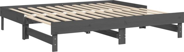 vidaXL Αναδιπλούμενο κρεβάτι, γκρι, 2x(90x190) εκ., μασίφ πεύκο