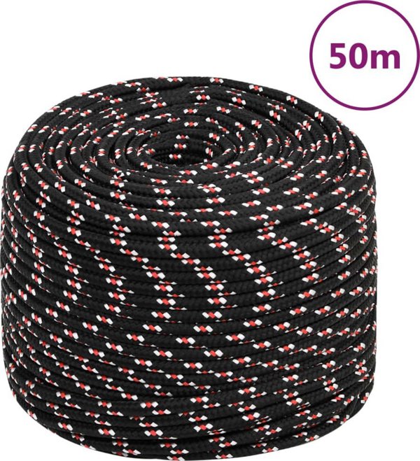 vidaXL Linas plegaris mauro, 8 mm, 50 m, polipropileno