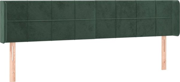 vidaXL Zaglowek do lozka z LED, ciemnozielony, 183x16x78/88 cm, aksamit