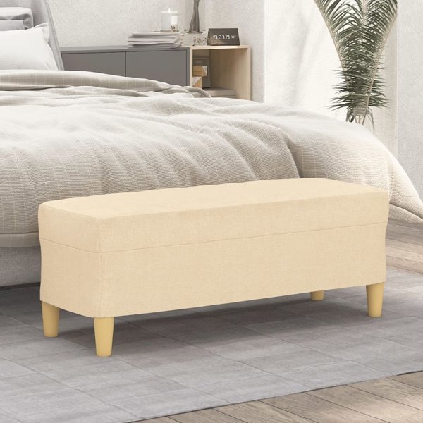 vidaXL Παγκάκι, κρεμ, 100x35x41 cm, ταπετσαρισμένο με ύφασμα