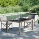 vidaXL Τραπέζι κήπου, 150x90x75 εκ, γυαλί και PE rattan, γκρι