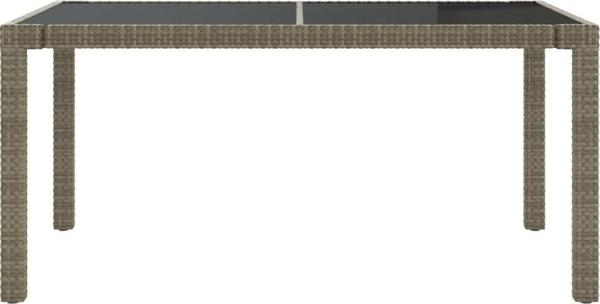 vidaXL Τραπέζι κήπου, 150x90x75 εκ, γυαλί και PE rattan, γκρι