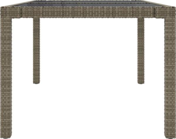 vidaXL Τραπέζι κήπου, 150x90x75 εκ, γυαλί και PE rattan, γκρι