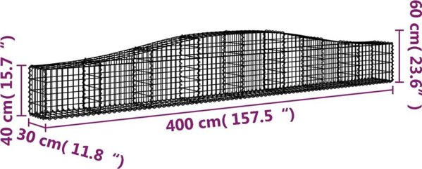 vidaXL Καλάθια γκαμπιόν, 7 τεμ., 400x30x40/60 εκ., γαλβανισμένο σίδερο