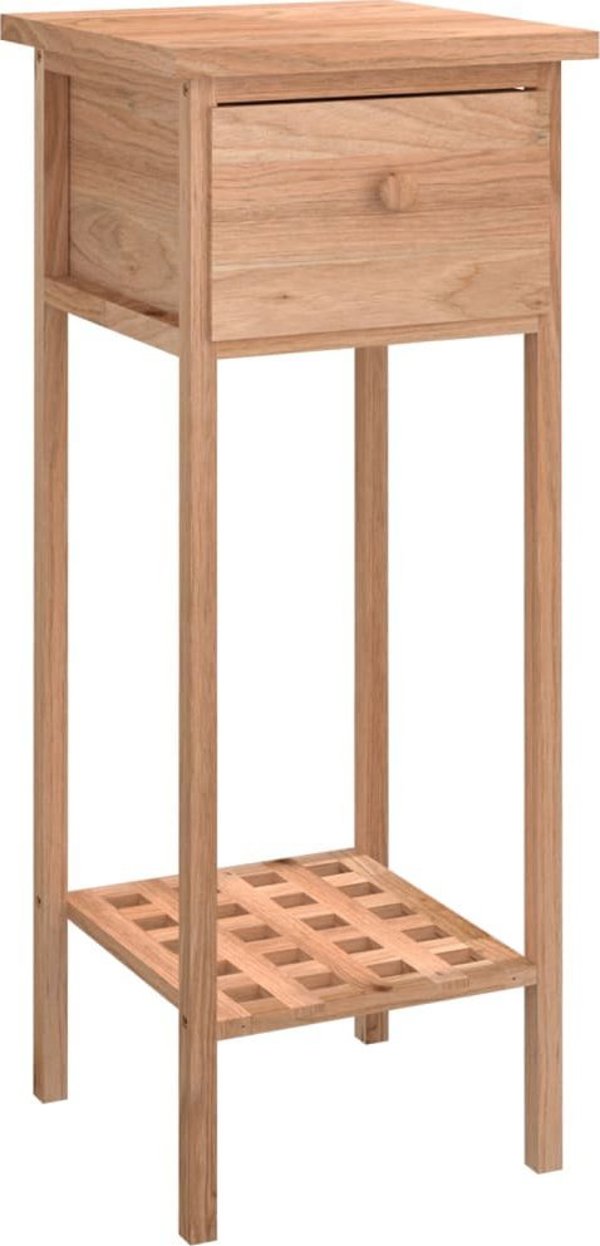 vidaXL Πλάγιο τραπεζάκι με συρτάρι, 25x25x60 cm, από μασίφ ξύλο καρυδιάς