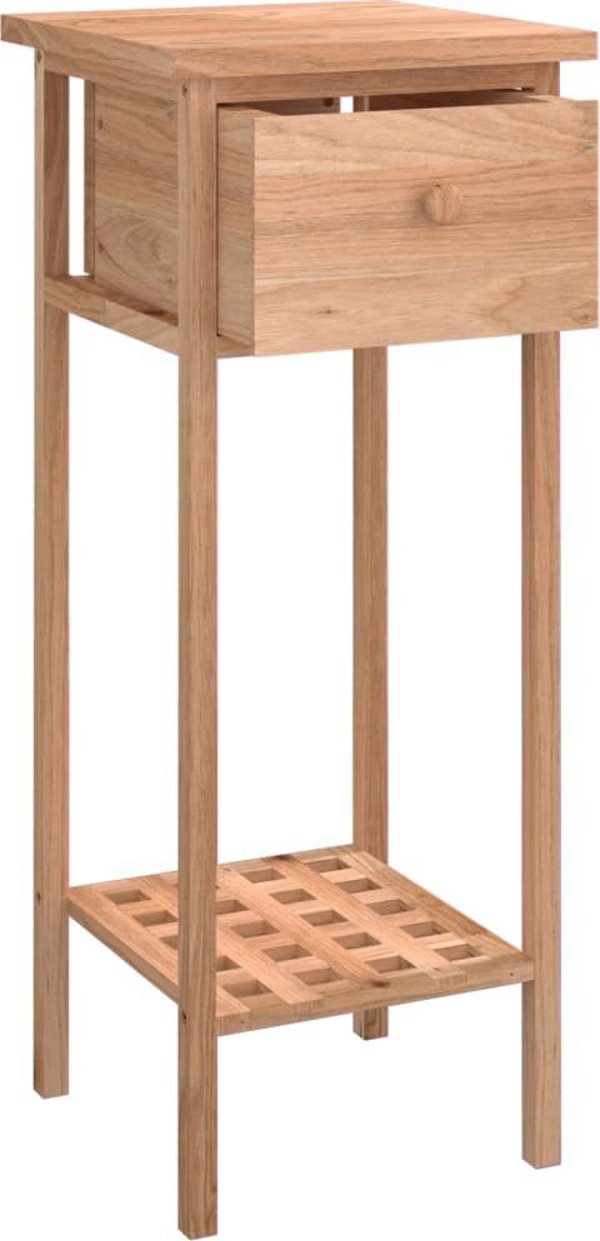 vidaXL Πλάγιο τραπεζάκι με συρτάρι, 25x25x60 cm, από μασίφ ξύλο καρυδιάς